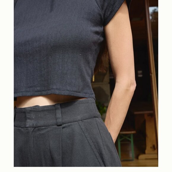 First Rite Ana Crop Trouser Black Twill - Picture 5 of 6
